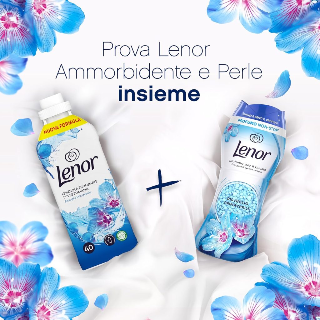Lenor Ammorbidente Lavatrice Concentrato, 200 Lavaggi (8x25), Risveglio Primaverile, Freschezza Di Lunga Durata E Morbidezza Di Origine Vegetale